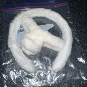 White Fuzzy Headband Set